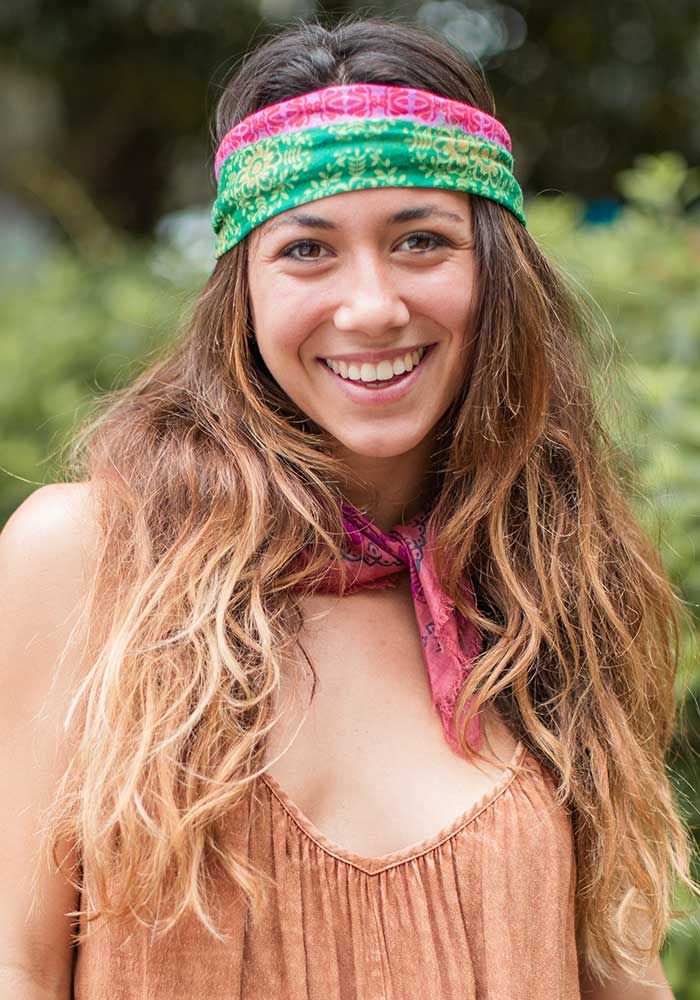 Half Boho Bandeau Red Gold Green