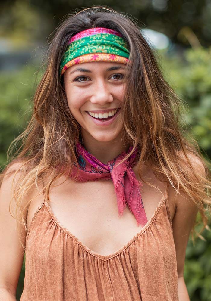 Half Boho Bandeau Red Gold Green