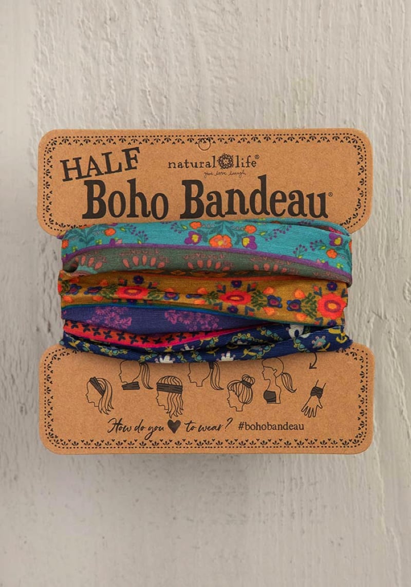 Half Boho Bandeau Navy Floral Border