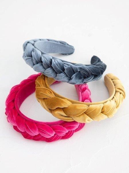 Velvet Braided Headband - Fuchsia