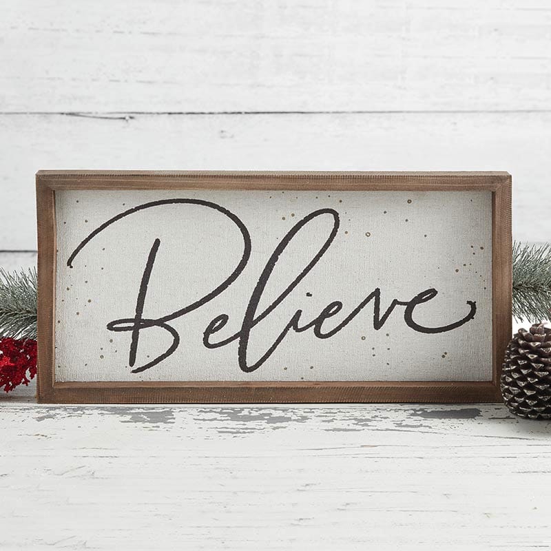 Framed Wall Sign - Believe - Holiday