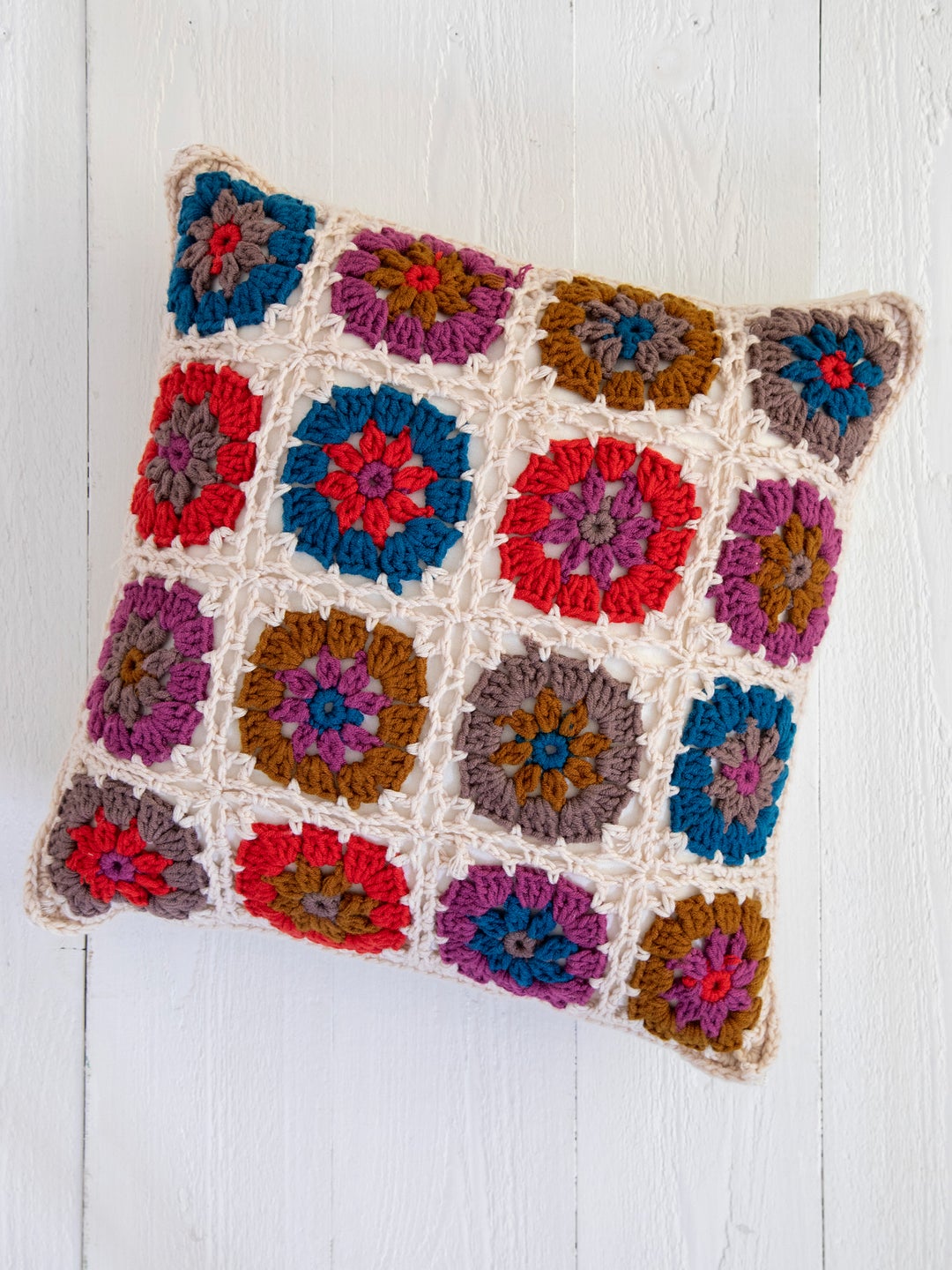 Crochet Pillow Square Cream